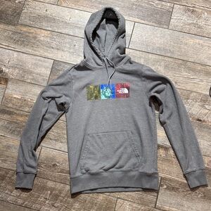 The North Face Gray Hoodie with Multicolor Graphic